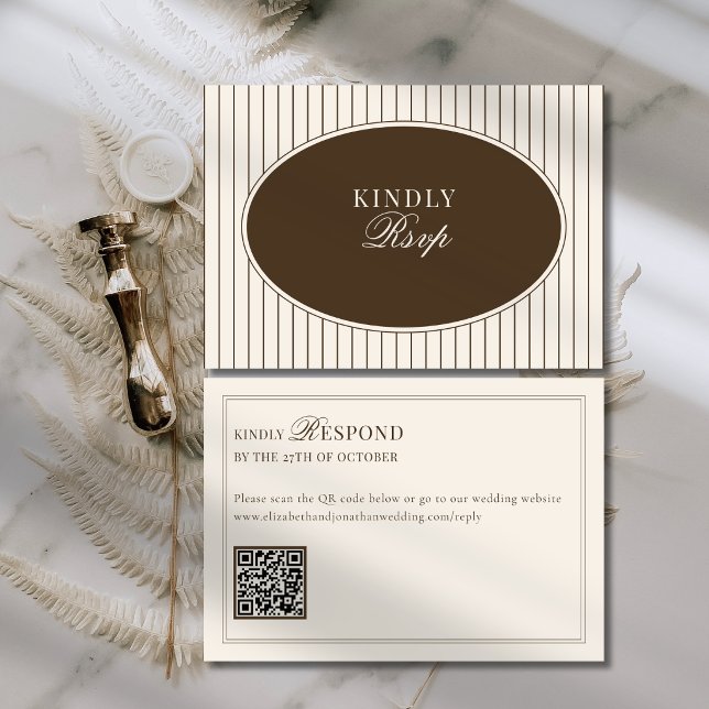Code QR de réponse au mariage Brown Ivory Classic  (Créateur téléchargé)