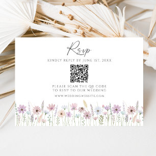 Code QR de réponse de mariage aux fleurs sauvages 