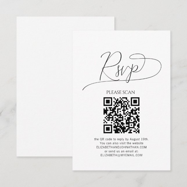 Code QR de réponse de mariage avec un script minim (Devant / Derrière)