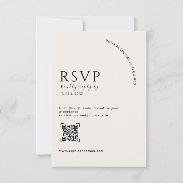 Code QR de réponse de mariage éditorial en ivoire  (Devant)