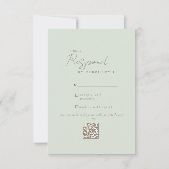 Code QR de réponse de mariage moderne sauge clair  (Devant)
