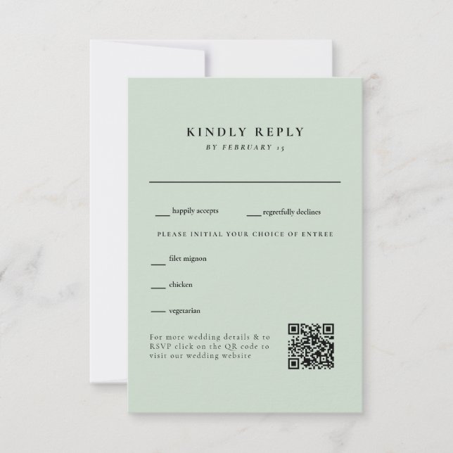 Code QR de réponse de mariage Simple Light Sage (Devant)