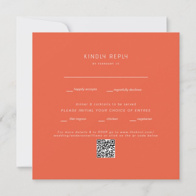 Code QR de réponse de mariage Tangerine Square (Devant)