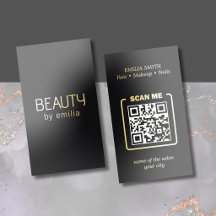 Code QR de salon de beauté en or noir de luxe