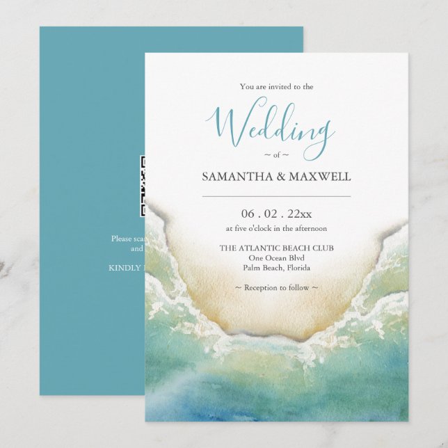 Code QR des invitations de mariage de destination (Devant / Derrière)