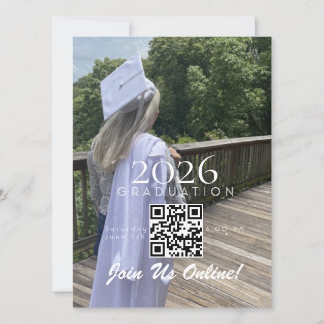 Code QR d'invitation en ligne de remise de diplôme (Devant)
