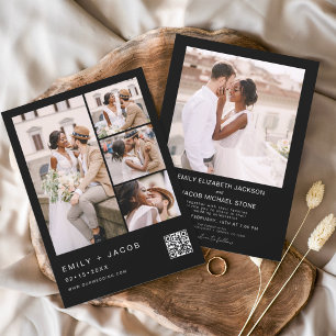 Code QR du budget Faire-part de mariage noir blanc
