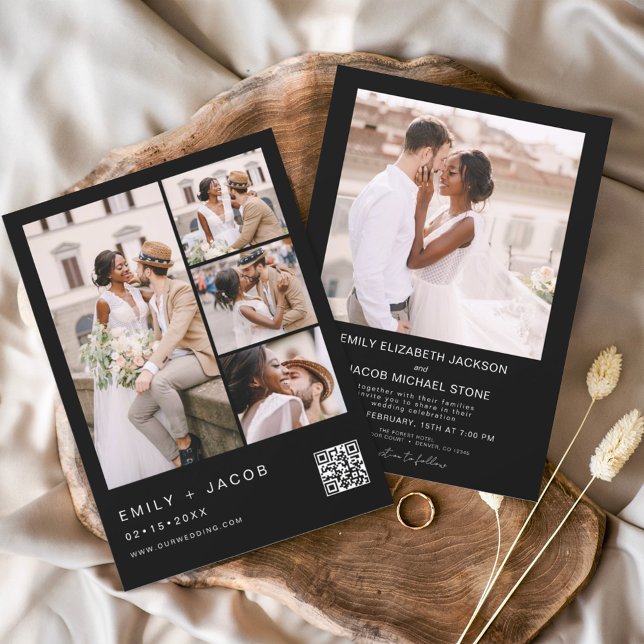 Code QR du budget Faire-part de mariage noir blanc (Créateur téléchargé)