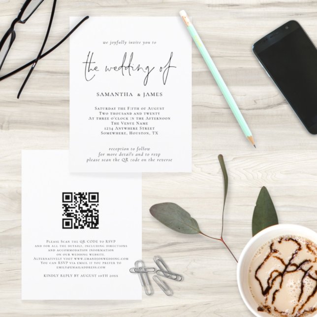 Code QR du budget Faire-part de mariage noir blanc (Créateur téléchargé)