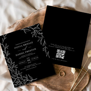 Code QR du budget Faire-part de mariage noir et bl