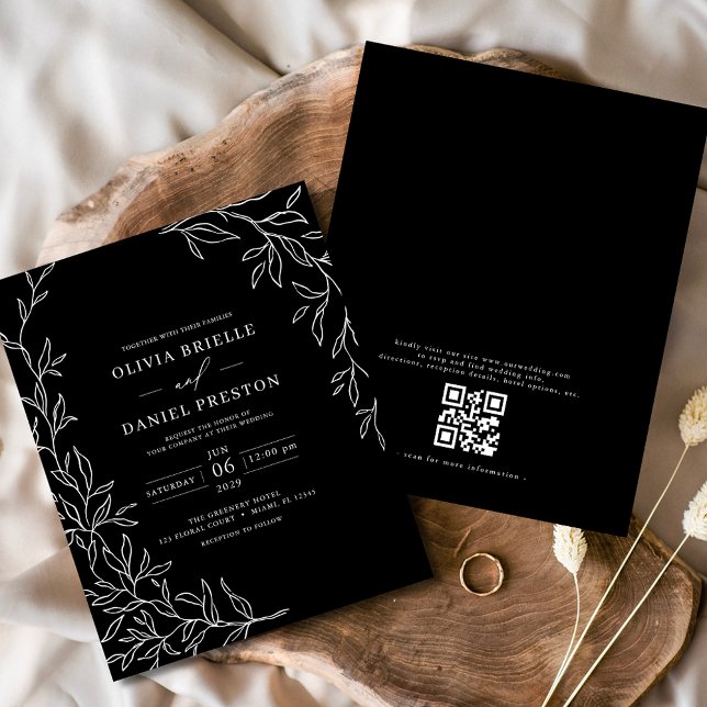 Code QR du budget Faire-part de mariage noir et bl (Créateur téléchargé)
