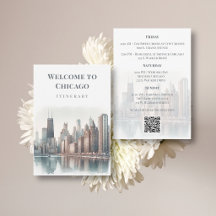 Code QR du programme de mariage sur la skyline de 
