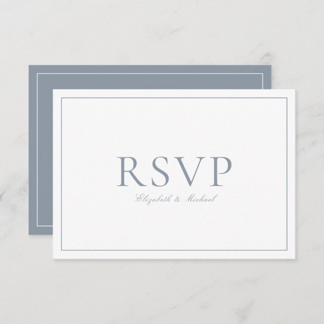 Code QR Elegant Dusty Blue Monogramme Mariage RSVP (Devant / Derrière)