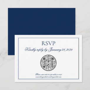 Code QR Elégant Marine Bleu Blanc Mariage RSVP