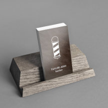Code QR élégant marron Faux Cuir Barber Argent