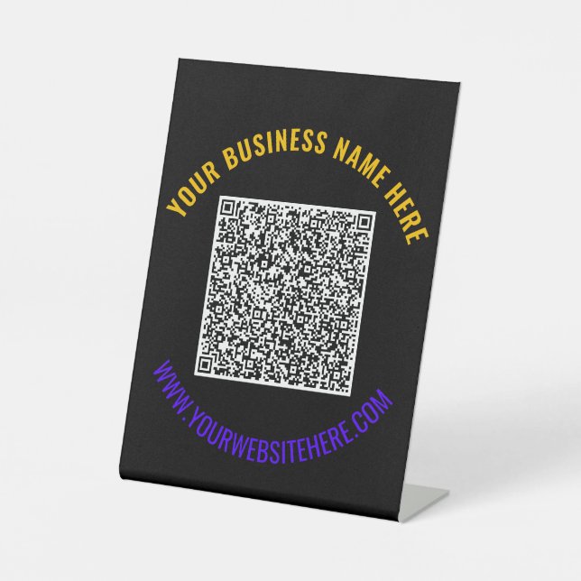 Code QR et panneau Pedestal de texte personnalisé  (Recto)