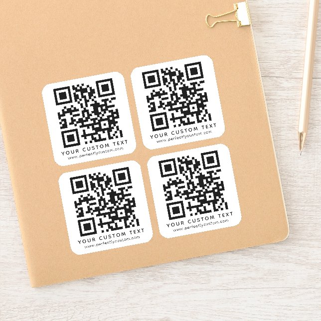 Code QR et Sticker vinyle carré de texte personnal (Carnet)
