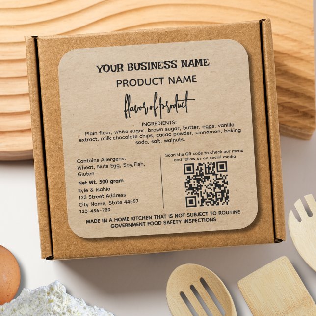 Code QR Étiquette de nourriture de cottage rustiqu (Créateur téléchargé)