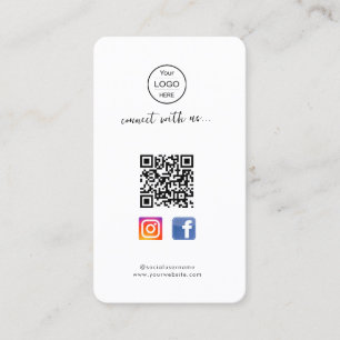 Code QR Facebook Instagram   carte de visite rose 