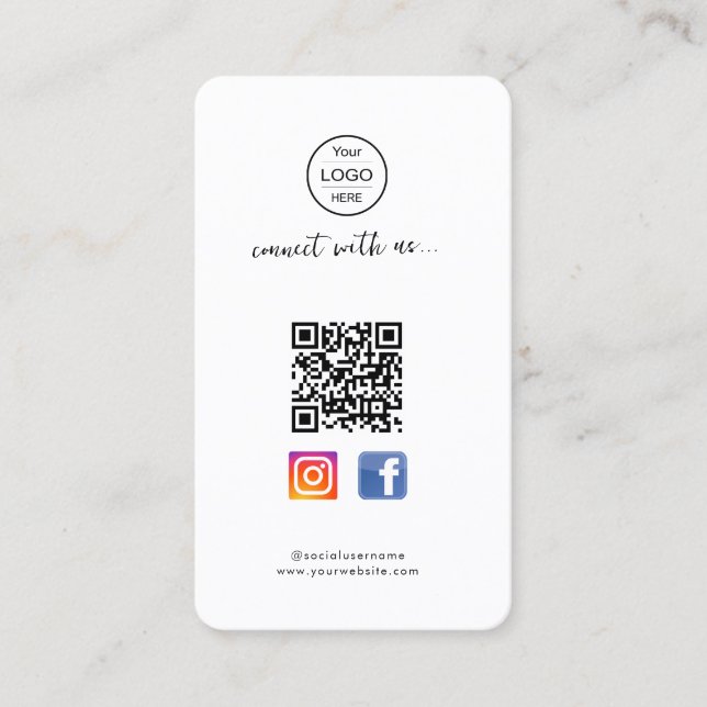 Code QR Facebook Instagram | carte de visite rose  (Devant)