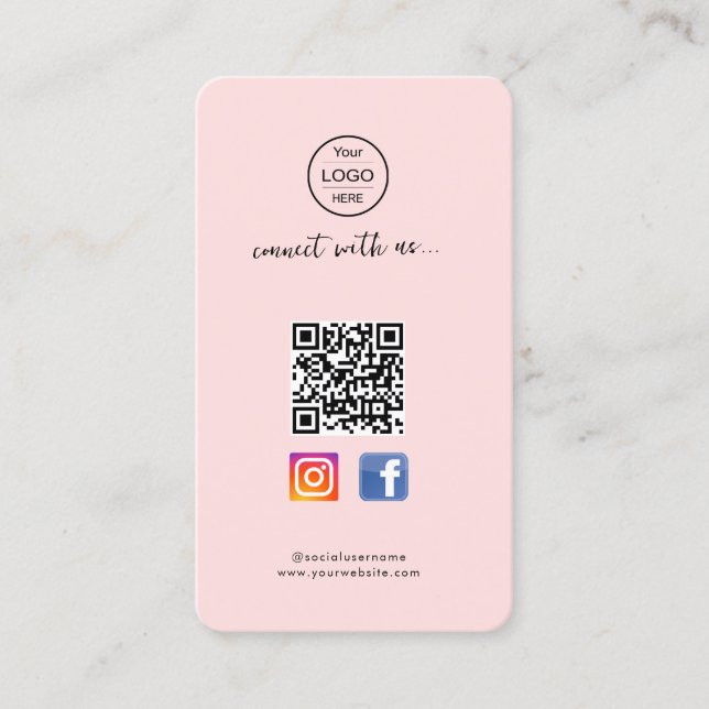 Code QR Facebook Instagram | carte de visite rose  (Devant)