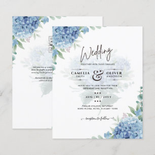 Code QR Faire-part de mariage Blue Hydrangea