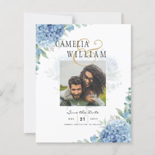 Code QR Faire-part de mariage Blue Hydrangea
