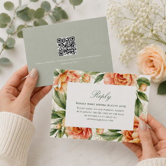 Code QR Fleurs de Pêche pour Réponse d'Invité de M