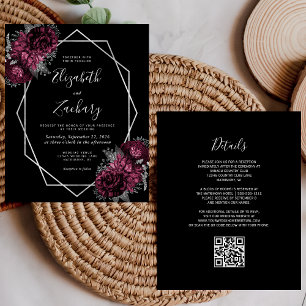 Code QR Floral Bourgogne Noir Budget