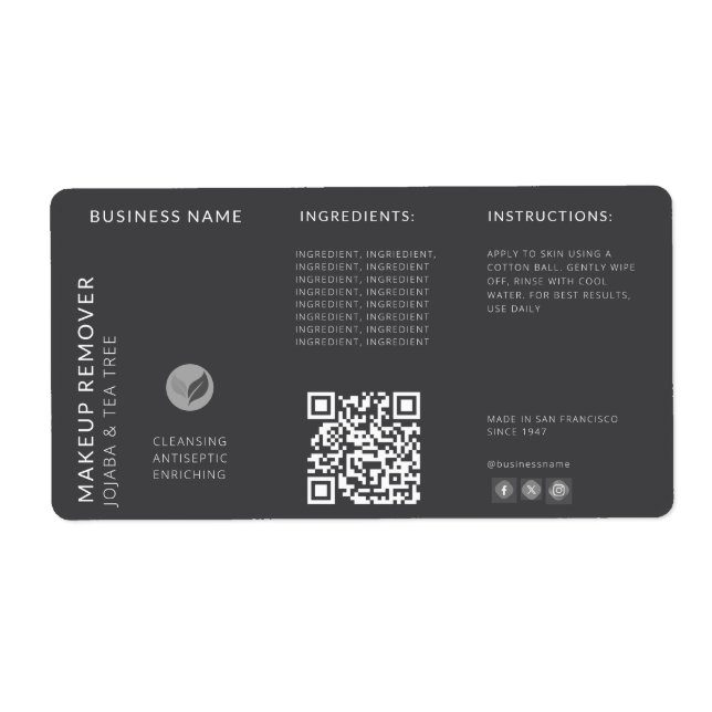 Code QR Gris Moderne Étiquette Tournante pour Bout (Devant)