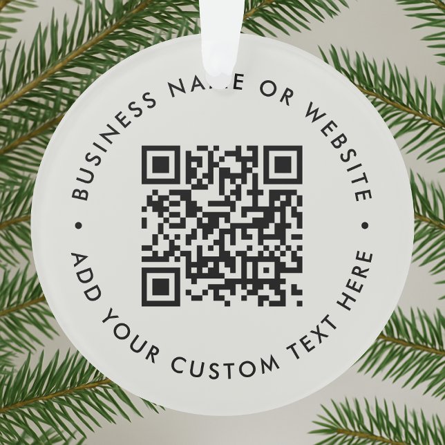 Code QR | Gris Simple Minimaliste Propre (Interactive editable QR code Christmas tree ornament to promote your business, products or services.)