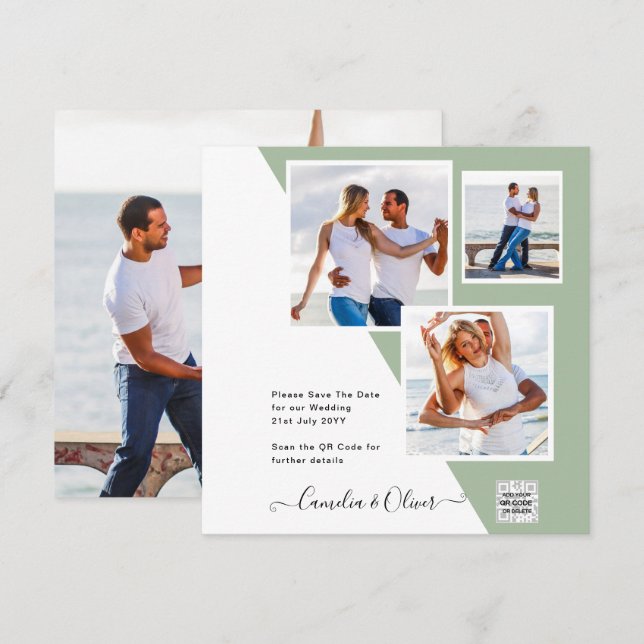 Code QR Invitation de mariage Chic Photo Économise (Devant / Derrière)