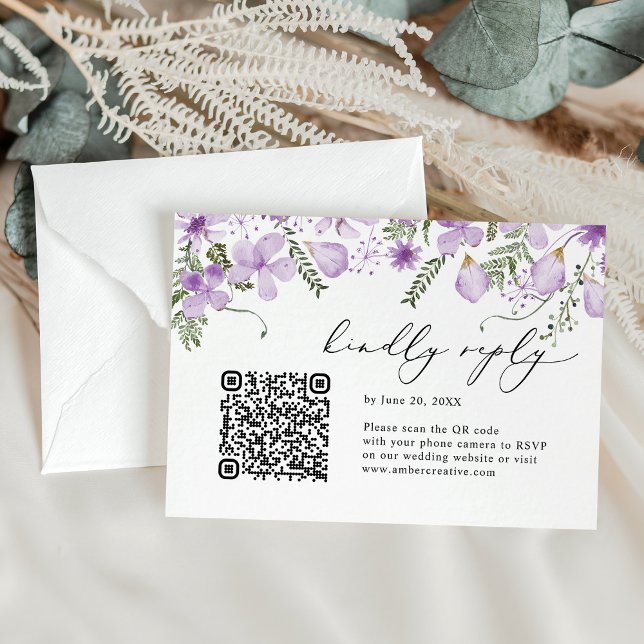 Code QR Lavender Watercolor Mariage floral RSVP (Créateur téléchargé)