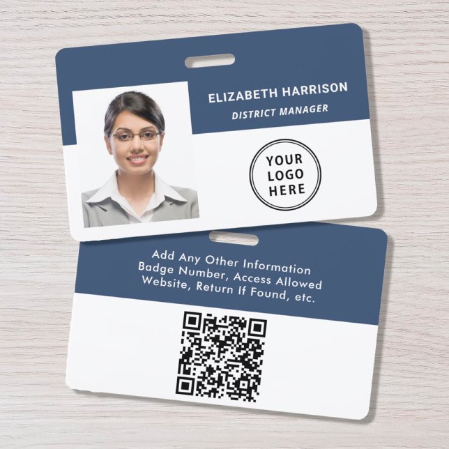 Code QR Logo Badge Employé Bleu (Créateur téléchargé)