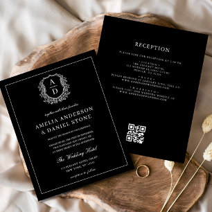 Code QR Mariage de monogramme de crête feuillue