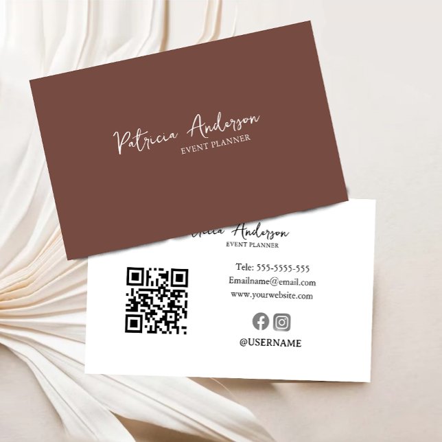 Code QR minimal | Carte de visite en terre cuite m (Minimal QR Code  Modern Terracotta Business Card)