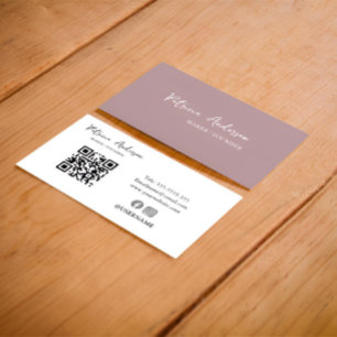 Code QR minimal   Carte de visite rose pâle modern