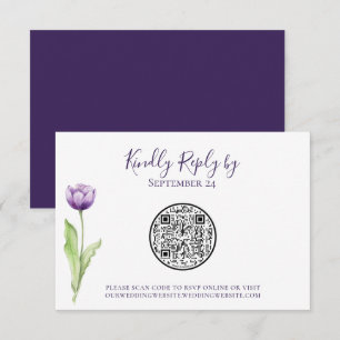 Code QR Minimaliste Violet Mariage Tulipe RSVP