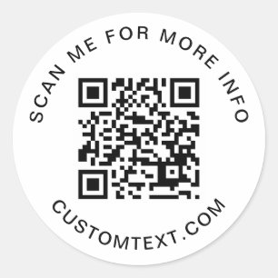 Code QR moderne et texte personnalisé Sticker rond