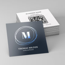 Code QR Monogramme Bleu Cool Tech