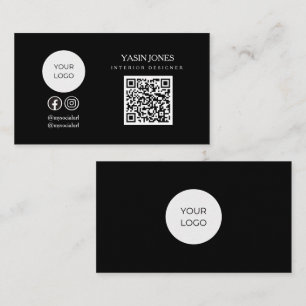 Code QR noir minimaliste Carte de visite du logo s