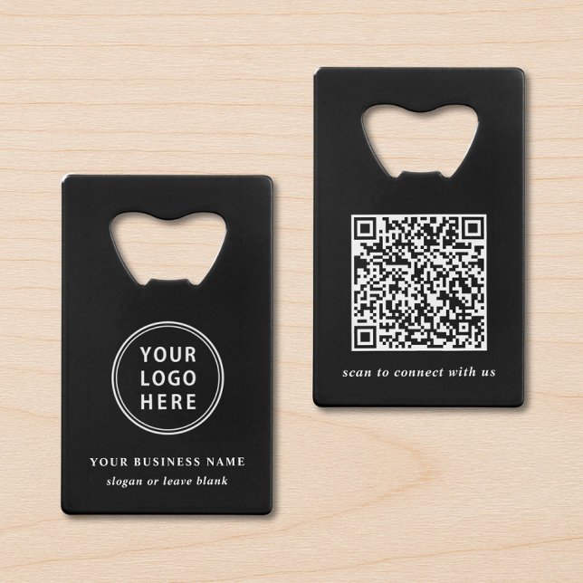 Code QR noir promotionnel de logo d'entreprise (Business Logo Promotional Black QR Code Credit Card Bottle Opener)