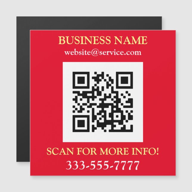 Code QR, Nom de l'entreprise Promo, Jaune Blanc Ro (Devant / Derrière)