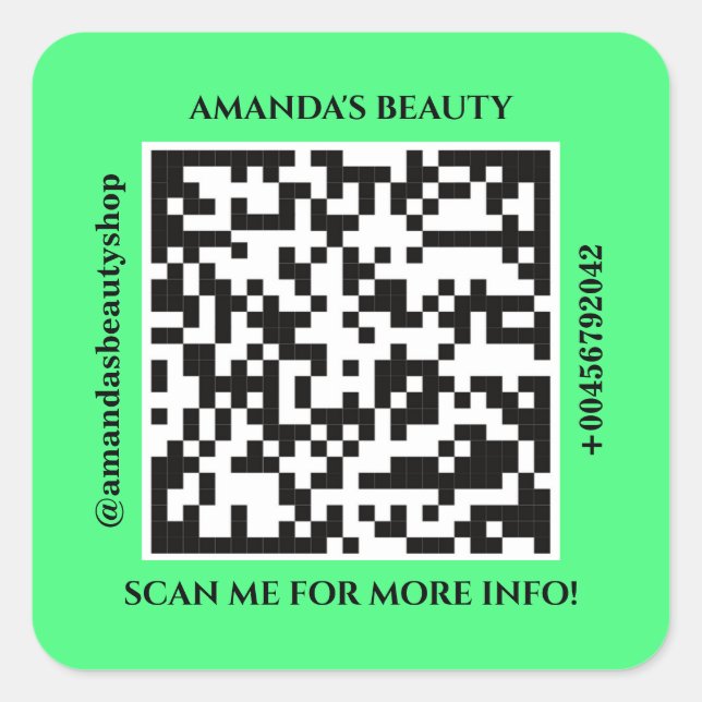 Code QR Nom promotionnel Web Green Carré Sticker (Devant)