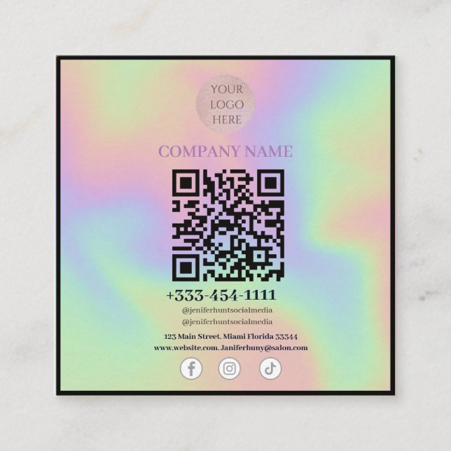Code QR numérisable cartes de visite de médias soc (Devant)