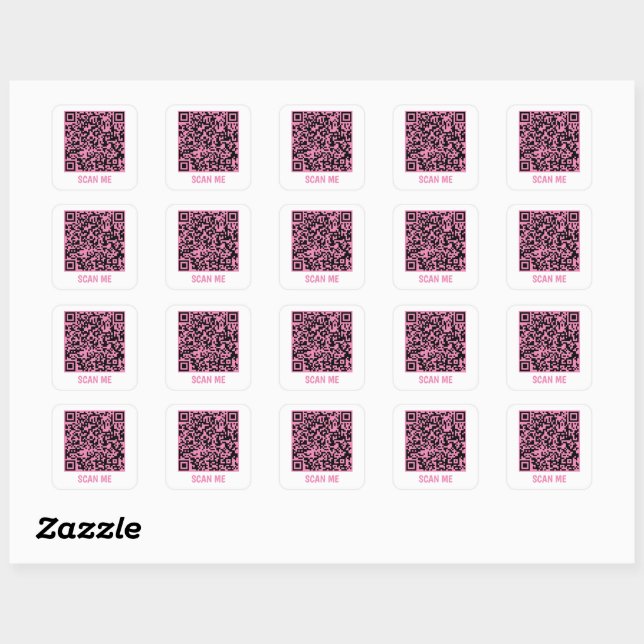 Code QR personnalisable SCAN ME Carré rose Sticker (Feuille)