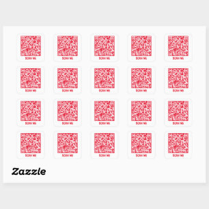 Code QR personnalisable SCAN ME Sticker Carré roug