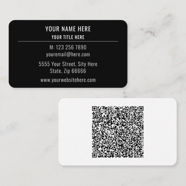 Code QR personnalisé et Carte de visite texte de v (Devant / Derrière)