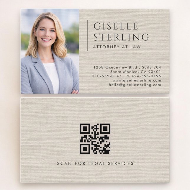 Code QR photo de lin Carte de visite d'avocat (Créateur téléchargé)