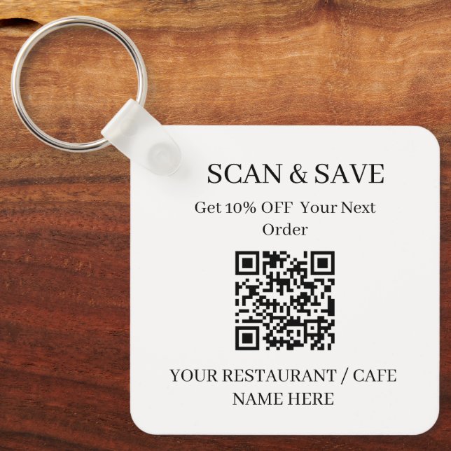Code QR Porte-clés de restaurant Scannez et Enregi (Recto)